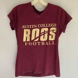 Adidas Austin College Roos Football Women's V Neck Short Sleeve T Shirt Maroon